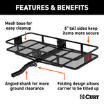 Curt 60in x 24in Basket-Style Cargo Carrier (Folding 2in Shank)