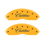 MGP 4 Caliper Covers Engraved F & R Cursive/Cadillac Yellow Finish Black Char 2017 Cadillac XT5