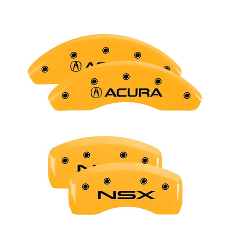 MGP 4 Caliper Covers Engraved Front Acura Rear NSX Yellow Finish Black Char 2005 Acura NSX