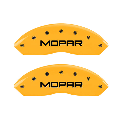 MGP 4 Caliper Covers Engraved Front & Rear MOPAR Yellow finish black ch