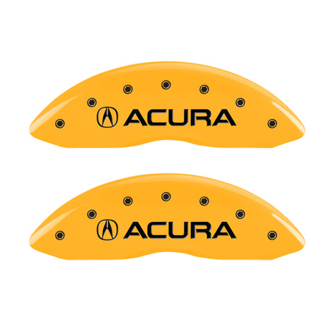 MGP 4 Caliper Covers Engraved Front & Rear Acura Yellow finish black ch