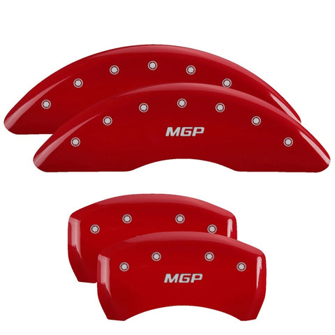 MGP 4 Caliper Covers Engraved Front & Rear JEEP Red finish silver ch