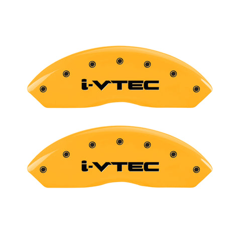 MGP 4 Caliper Covers Engraved Front & Rear i-Vtec Yellow finish black ch