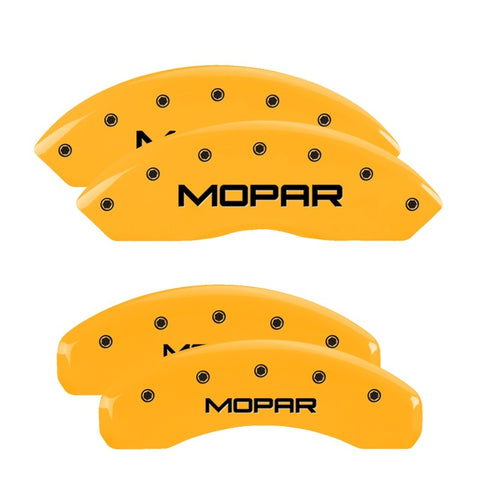 MGP 4 Caliper Covers Engraved Front & Rear Mopar Yellow Finish Black Char 2018 Jeep Wrangler