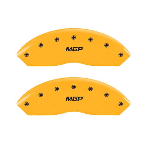 MGP 2 Caliper Covers Engraved Front MGP Yellow Finish Black Characters 2006 Jeep Wrangler