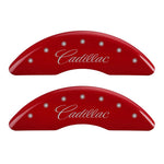 MGP 4 Caliper Covers Engraved Front & Rear Cursive/Cadillac Red finish silver ch