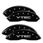 MGP 4 Caliper Covers Engraved Front & Rear Vtech Black finish silver ch