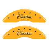 MGP 4 Caliper Covers Engraved F & R Cursive/Cadillac Yellow Finish Black Char 2017 Cadillac CT6