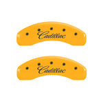 MGP 4 Caliper Covers Engraved F & R Cursive/Cadillac Yellow Finish Black Char 2010 Cadillac SRX