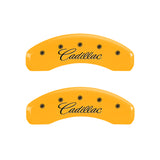 MGP 4 Caliper Covers Engraved F & R Cursive/Cadillac Yellow Finish Black Char 2010 Cadillac SRX