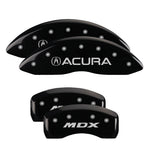 MGP 4 Caliper Covers Engraved Front Acura Engraved Rear MDX Black finish silver ch