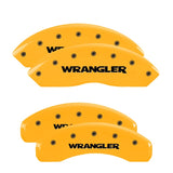 MGP 4 Caliper Covers Engraved Front & Rear Wrangler Yellow Finish Black Char 2003 Jeep Wrangler