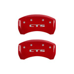 MGP 4 Caliper Covers Engraved Front Cursive/Cadillac Engraved Rear CTS Red finish silver ch