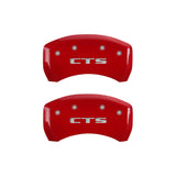 MGP 4 Caliper Covers Engraved Front Cursive/Cadillac Engraved Rear CTS Red finish silver ch