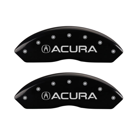 MGP 4 Caliper Covers Engraved Front Acura Engraved Rear RLX Black finish silver ch