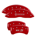 MGP 4 Caliper Covers Engraved Front Lincoln Engraved Rear Star logo Red finish silver ch