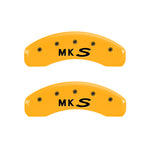 MGP 4 Caliper Covers Engraved Front Lincoln Engraved Rear MKS Yellow finish black ch