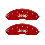 MGP 4 Caliper Covers Engraved Front JEEP Engraved Rear JEEP Grill logo Red finish silver ch