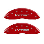 MGP 4 Caliper Covers Engraved Front & Rear I-Vtec Red Finish Silver Char 2016 Acura RDX