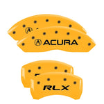 MGP 4 Caliper Covers Engraved Front Acura Engraved Rear RLX Yellow finish black ch