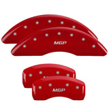 MGP Front set 2 Caliper Covers Engraved Front MGP Red finish silver ch