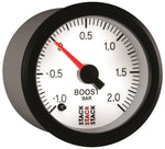 Autometer Stack 52mm -1 to +2 Bar (Incl T-Fitting) Pro Stepper Motor Boost Pressure Gauge - White