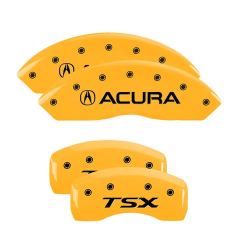 MGP 4 Caliper Covers Engraved Front & Rear Acura Yellow Finish Black Char 2008 Acura TL