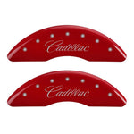 MGP 4 Caliper Covers Engraved Front & Rear Cursive/Cadillac Red Finish Silver Char 2016 Cadillac CT6