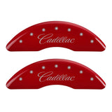 MGP 4 Caliper Covers Engraved Front & Rear Cursive/Cadillac Red Finish Silver Char 2016 Cadillac CT6