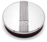 Edelbrock Air Cleaner Classic Series Round Aluminum Top Cloth Element 14In Dia X 3 9In Polished