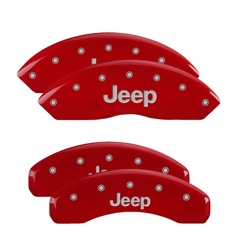 MGP 4 Caliper Covers Engraved Front & Rear Jeep Red Finish Silver Char 2019 Jeep Wrangler