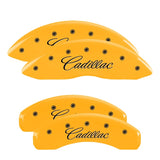 MGP 4 Caliper Covers Engraved F & R Cursive/Cadillac Yellow Finish Black Char 2010 Cadillac SRX