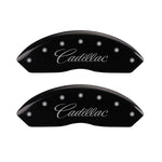 MGP 4 Caliper Covers Engraved F & R Cursive/Cadillac Black Finish Silver Char 2017 Cadillac XT5