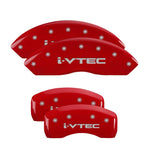 MGP 4 Caliper Covers Engraved Front & Rear I-Vtec Red Finish Silver Char 2016 Acura RDX