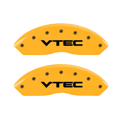 MGP 4 Caliper Covers Engraved Front & Rear Vtech Yellow Finish Black Char 2004 Acura RSX