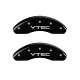 MGP 4 Caliper Covers Engraved Front & Rear Vtech Black finish silver ch