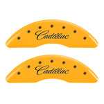 MGP 4 Caliper Covers Engraved Front Cursive/Cadillac Engraved Rear CTS Yellow finish black ch