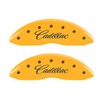 MGP 4 Caliper Covers Engraved F & R Cursive/Cadillac Yellow Finish Black Char 2010 Cadillac SRX