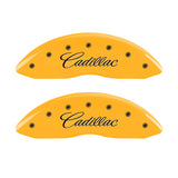 MGP 4 Caliper Covers Engraved F & R Cursive/Cadillac Yellow Finish Black Char 2010 Cadillac SRX