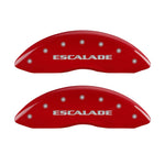 MGP 4 Caliper Covers Engraved Front Escalade Engraved Rear EXT Red finish silver ch