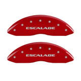 MGP 4 Caliper Covers Engraved Front Escalade Engraved Rear EXT Red finish silver ch