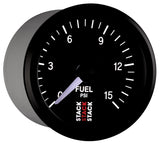 Autometer Stack 52mm 0-15 PSI 1/8in NPTF Male Pro Stepper Motor Fuel Pressure Gauge - Black